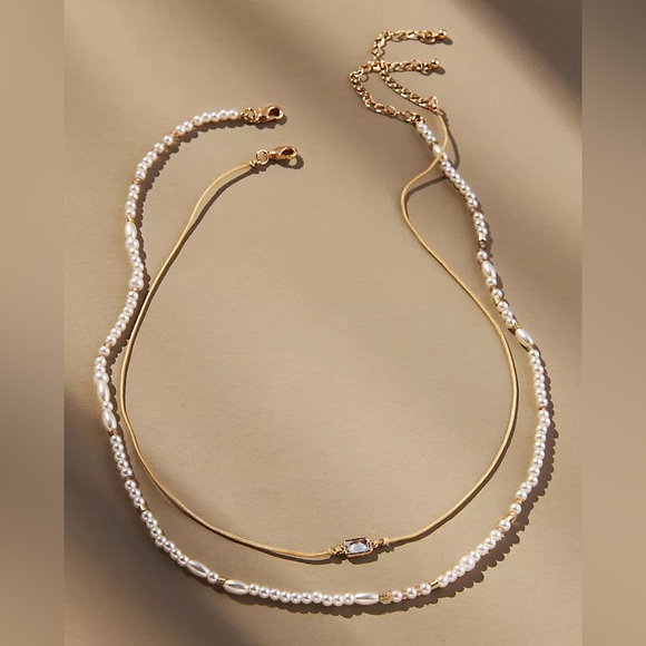 NWT Anthropologie Beaded Cord Necklaces, Set of 2 (PINK,WHITE,GREEN OR ASST) - Picture 5 of 13